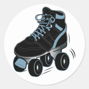 Roller Schaats in zwart Ronde Sticker
