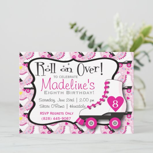 Roller Schaats Invitation#2 Kaart (Staand voorkant)