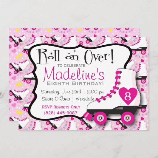 Roller Schaats Invitation#2 Kaart (Voorkant / Achterkant)