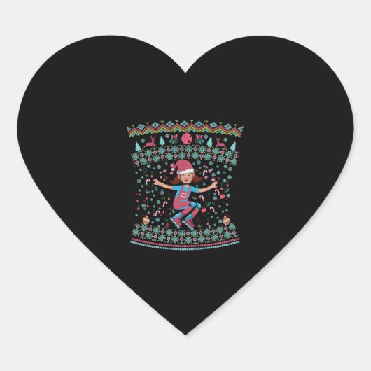 Roller Schaats-kerstmeisje Hart Sticker (Voorkant)
