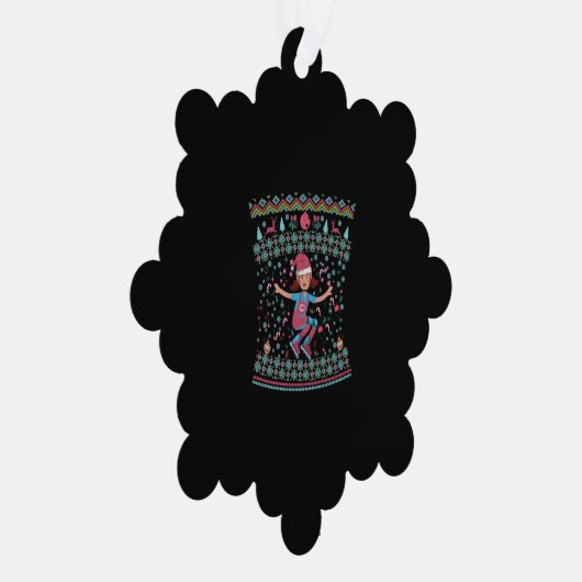 Roller Schaats-kerstmeisje Ornament Kaart (Rechts)