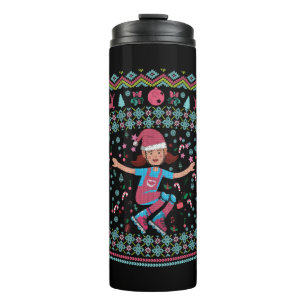 Roller Schaats-kerstmeisje Thermosbeker
