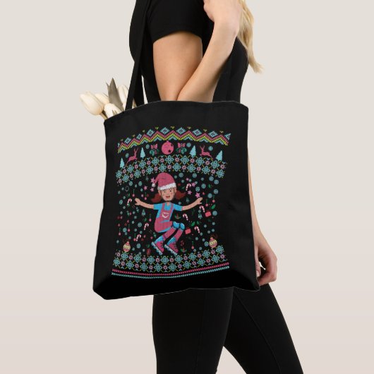 Roller Schaats-kerstmeisje Tote Bag (Dichtbij)