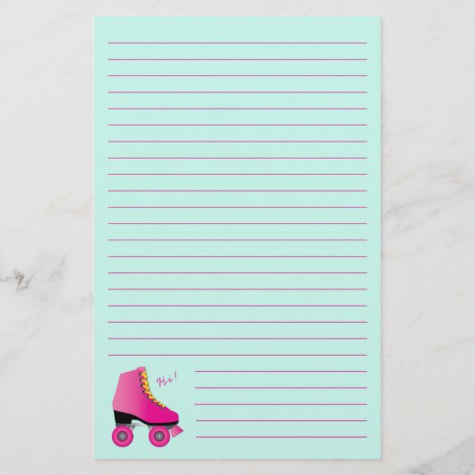Roller Schaats Kind Schattige Retro Schaatsen Briefpapier (Achterkant)