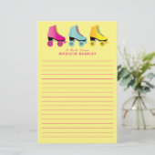 Roller Schaats Kind Schattige Retro Schaatsen Briefpapier (Staand voorkant)