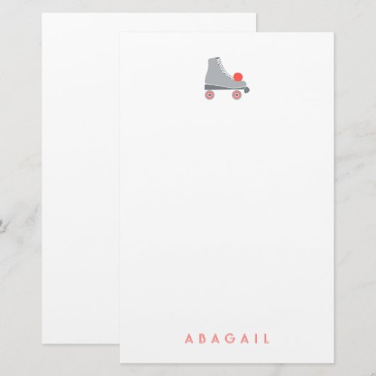 Roller Schaats - Koraal Briefpapier (Voorkant / Achterkant)