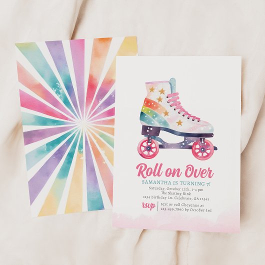 Roller Schaats Meisje Verjaardagsfeestuitnodiging Kaart