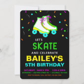 Roller Schaats Neon Birthday Party Kaart (Voorkant)