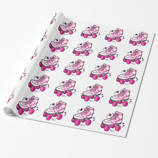 Roller-Schaats op wit Cadeaupapier (Uitgerold)