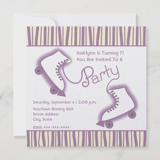Roller Schaats Party Birthday Invitation Kaart (Voorkant)