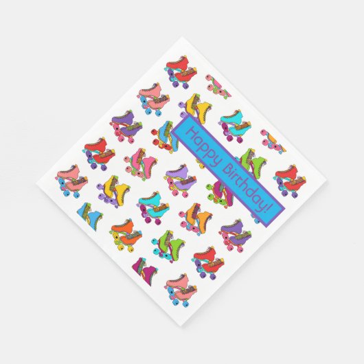 Roller Schaats Party Kleurrijke Verjaardag Servet (Hoek)
