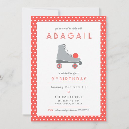 Roller Schaats Party - Koraal Kaart (Voorkant)