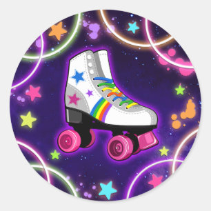 Roller Schaats Party Sticker - Neon Glow Stars