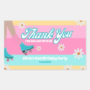 Roller schaats Rainbow Birthday Favoriete box labe Rechthoekige Sticker