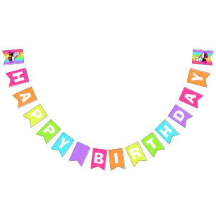 Roller Schaats Rainbow Happy Birthday Banner