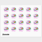 Roller Schaats Regenboog Sparkle Verjaardags Meisj Ronde Sticker (Vel)