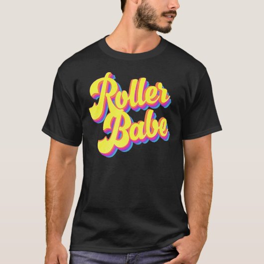 Roller Schaats Retro 70s Derby Skater Babe Roller T-shirt (Voorkant)
