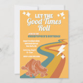 Roller Schaats Retro Groovy Verjaardagsuitnodiging Kaart (Voorkant)