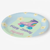 Roller Schaats Retro Happy Birthday Daisy Papieren Bordje (Gekanteld)
