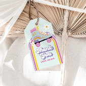 Roller schaats Retro Rainbow Birthday Cadeaulabel