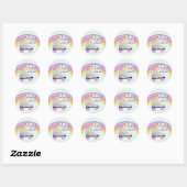 Roller schaats Retro Rainbow Birthday Ronde Sticker (Vel)