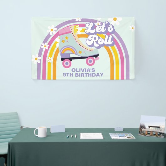 Roller schaats Retro Rainbow Birthday Spandoek (Beurs)