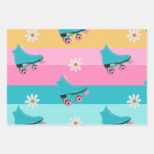 Roller schaats Retro Regenboog Verjaardagsfeest Inpakpapier Vel (Voorkant)