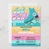 Roller schaats Retro Regenboog Verjaardagsfeest Kaart (Voorkant)