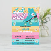 Roller schaats Retro Regenboog Verjaardagsfeest Kaart (Staand voorkant)