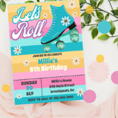 Roller schaats Retro Regenboog Verjaardagsfeest Kaart