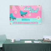 Roller schaats Retro Regenboog Verjaardagsfeest Spandoek (Beurs)