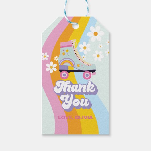 Roller schaats Retro Regenboogboog Labels Cadeaulabel (Voorkant)