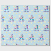 Roller Schaats Retro Schaatsen Meisjes Verjaardag Cadeaupapier (Vlak)