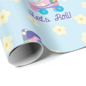 Roller Schaats Retro Schaatsen Meisjes Verjaardag Cadeaupapier (Rol Hoek)