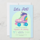 Roller Schaats Retro Schaatsen Meisjes Verjaardag Kaart (Voorkant)
