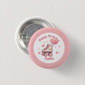 Roller Schaats Roze Glitter Meisje Verjaardagsfees Ronde Button 3,2 Cm (Voorkant /achterkant)