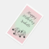 Roller Schaats Roze Ombre Happy Birthday Servet (Hoek)