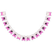 Roller Schaats Roze Ombre Happy Birthday Vlaggetjes (Alle)