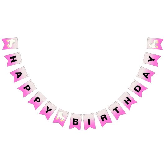 Roller Schaats Roze Ombre Happy Birthday Vlaggetjes (Alle)
