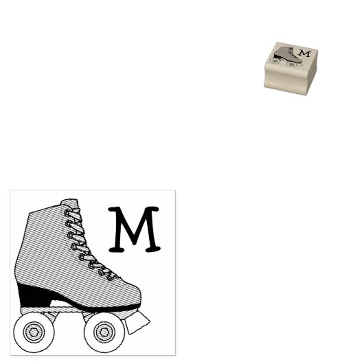 Roller Schaats Schaatsen Monogram Initiaal Rubberstempel (Gestempeld)