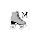 Roller Schaats Schaatsen Monogram Initiaal Rubberstempel (Afrduk)
