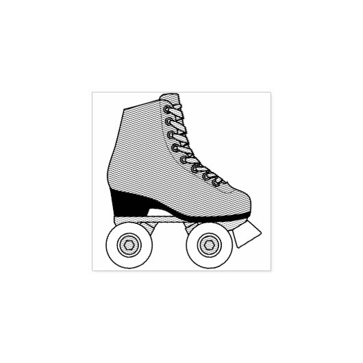 Roller Schaats Schaatsen Retro Kinder Leuk Rubberstempel (Afrduk)