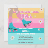 Roller schaats schaatsen Retro Regenboog Verjaarda Kaart (Voorkant)