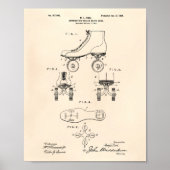 Roller Schaats Shoe 1899 Patent Art Old Peper Poster (Voorkant)