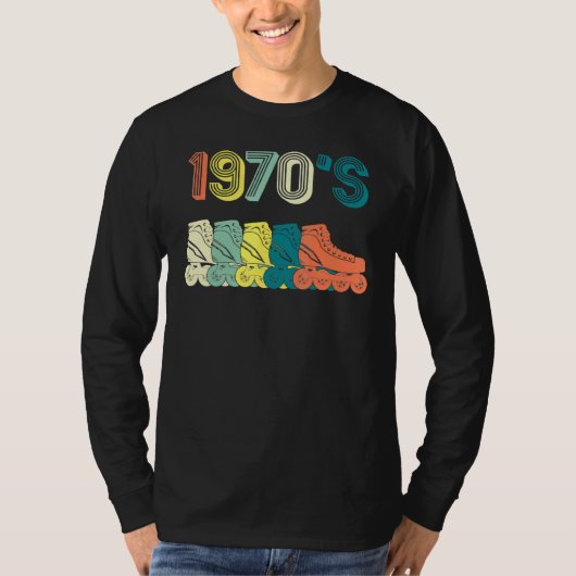 Roller Schaats Skating 70s Retro T-shirt (Voorkant)