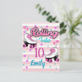 Roller Schaats Skating Custom Birthday Briefkaart (Staand voorkant)