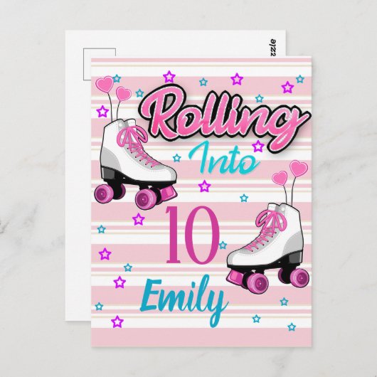 Roller Schaats Skating Custom Birthday Briefkaart (Voorkant / Achterkant)