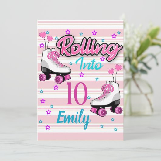 Roller Schaats Skating Custom Birthday Kaart (Staand voorkant)