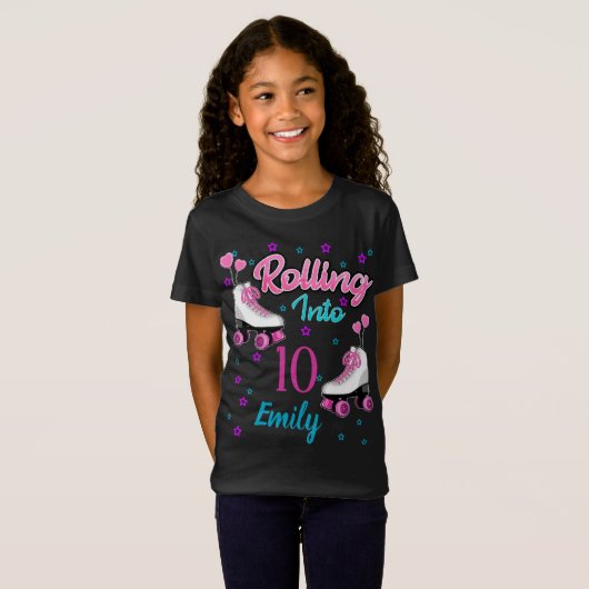 Roller Schaats Skating Custom Birthday MAtching T-shirt (Voorkant volledig)