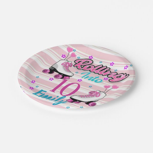 Roller Schaats Skating Custom Birthday Papieren Bordje (Gekanteld)